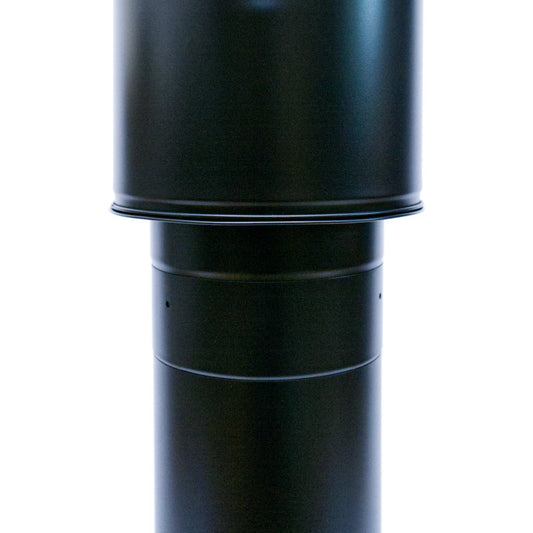 W/Sアダプタを200Φ二重煙突と150Φシングル煙突に接続したところ。