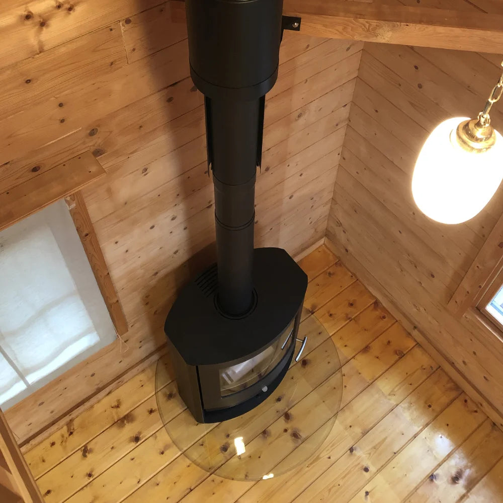 薪ストーブ炉台-ガラスフロアプレート円形