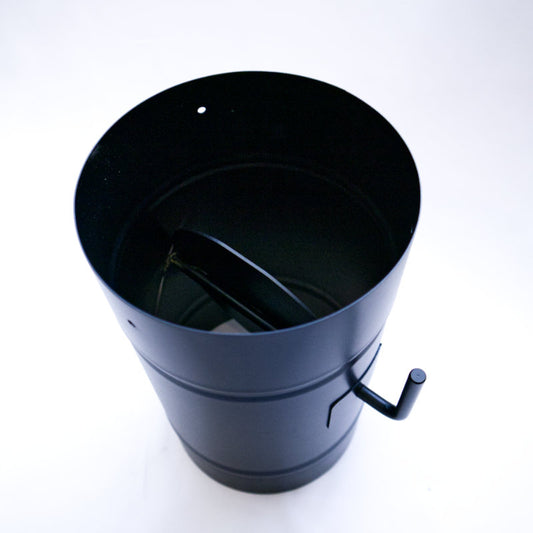 ダンパー付きの薪ストーブ煙突を上から見たアングル