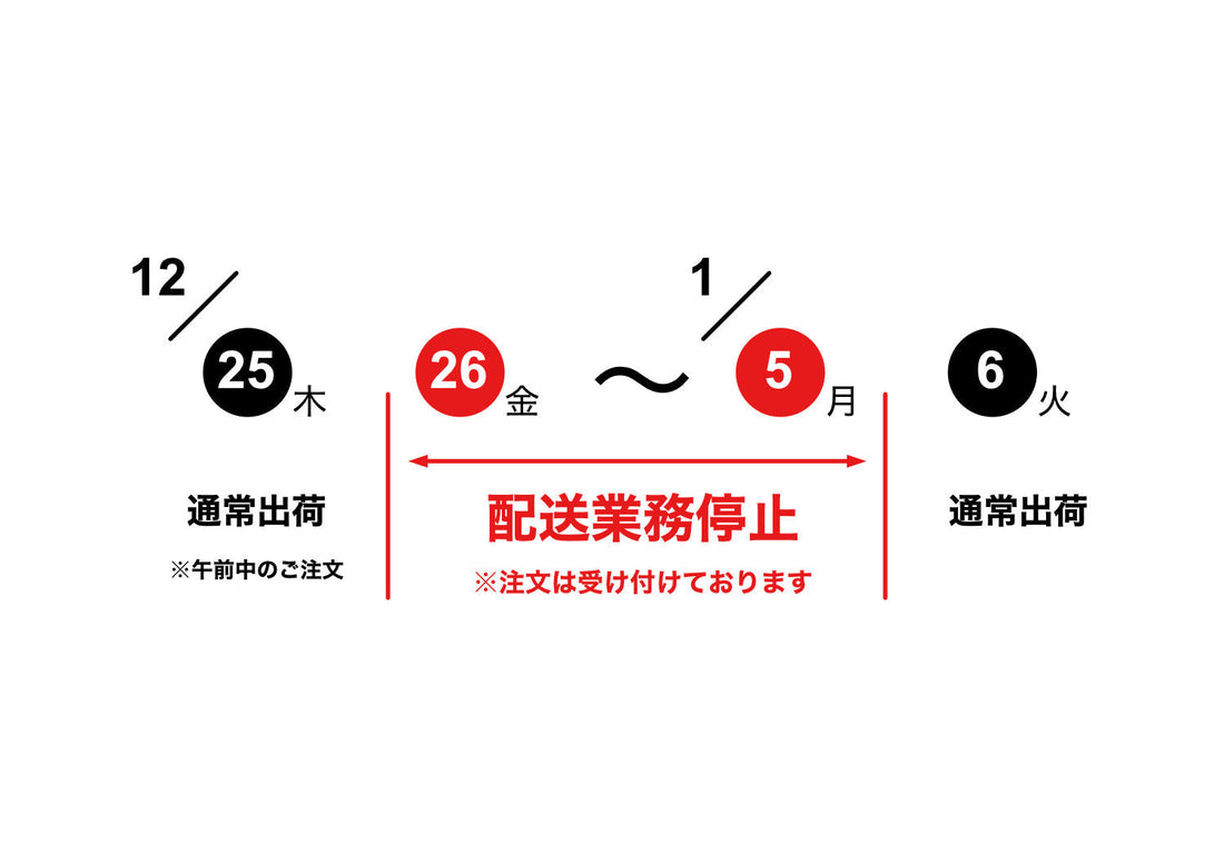 2025-2026　年末年始の発送についてのお知らせ