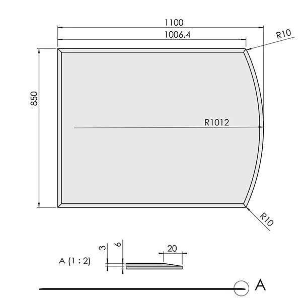 ガラス フロアプレート 曲線形