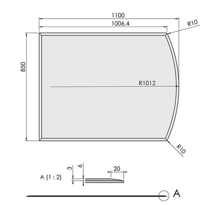 ガラス フロアプレート 曲線形
