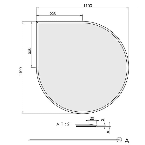ガラス フロアプレート 水滴形