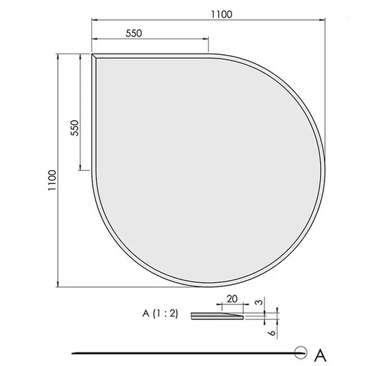 ガラス フロアプレート 水滴形