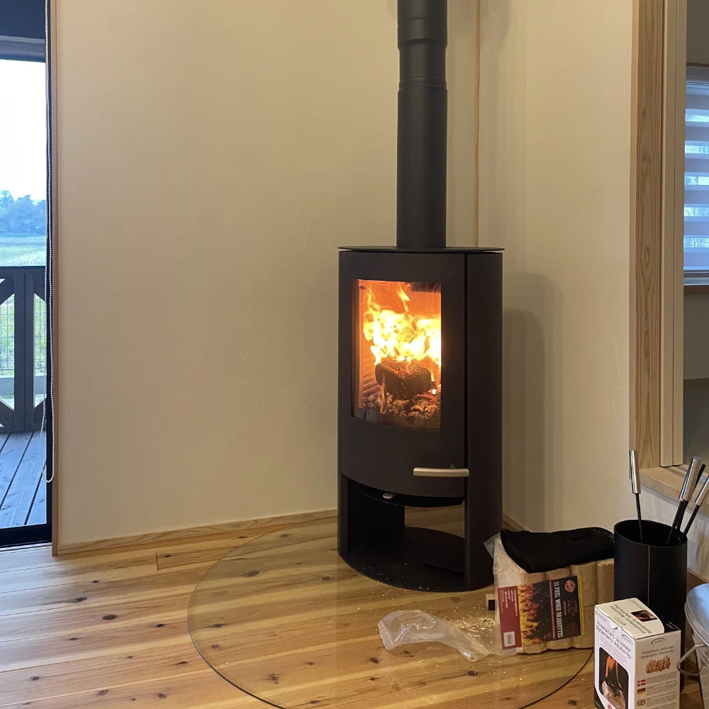 薪ストーブ炉台-ガラスフロアプレート水滴形