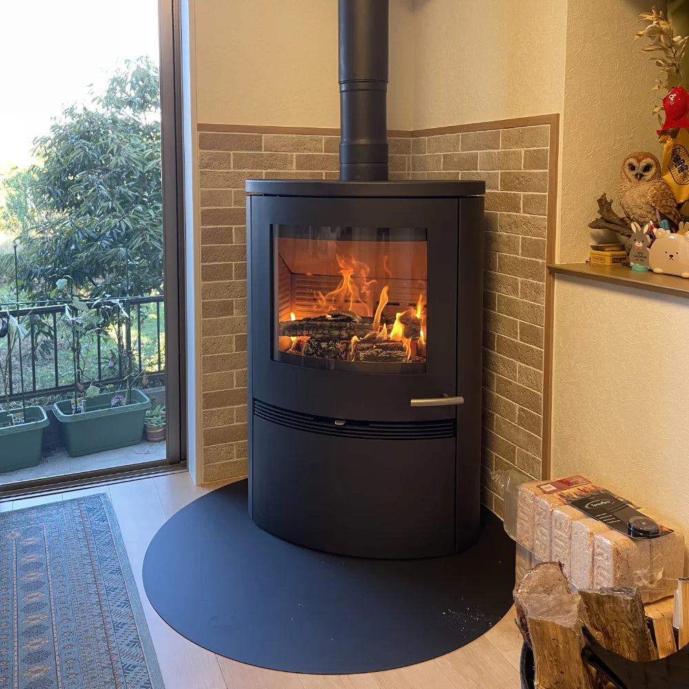 薪ストーブ炉台-スチールフロアプレート水滴形